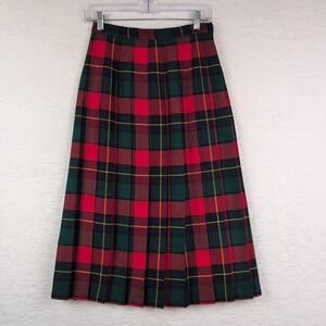 VTG Deans of Scotland Wool Skirt Size 6 Tartan Plaid Pleated Midi Lined